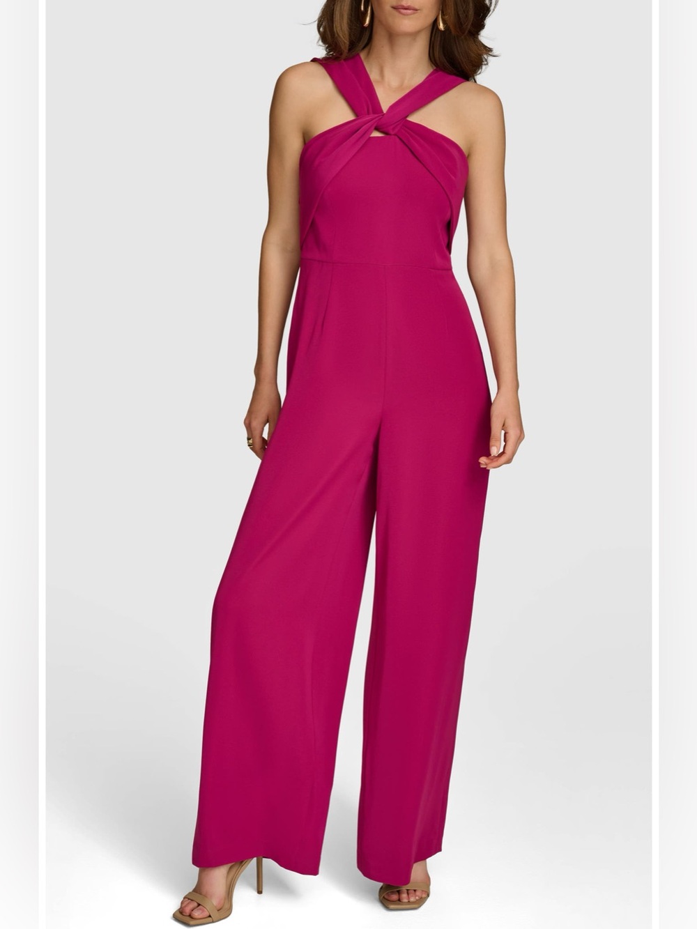 Donna Karan Sleeveless Wide Leg Jumpsuit Size 2 Pink